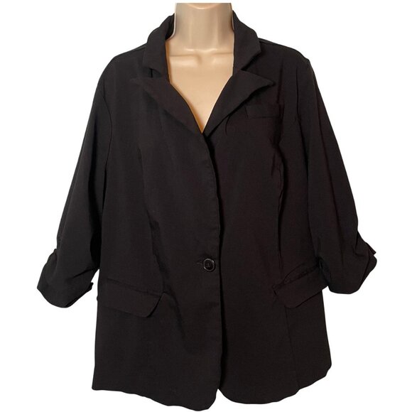 torrid Jackets & Blazers - Torrid Studio Lexington Millenium Blazer Womens 2X Stretch Black Ruched Sleeve